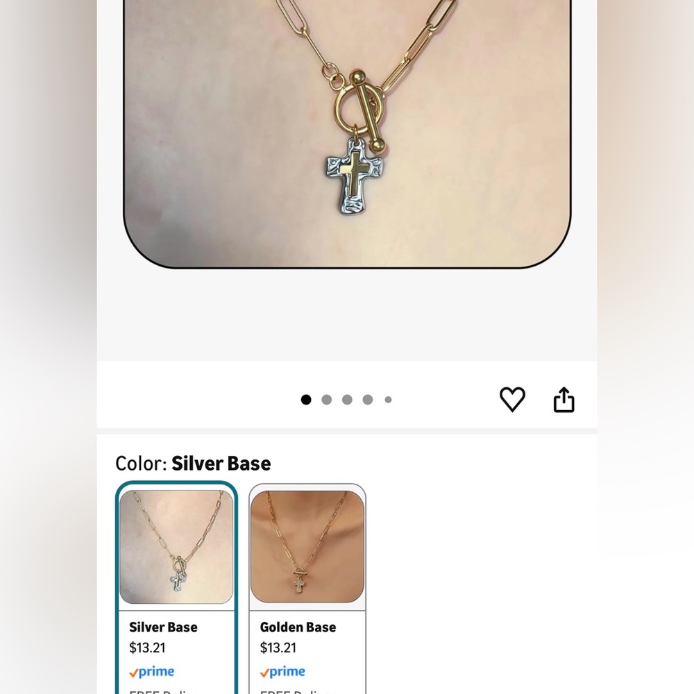 $3 💕5/$15 Gold and Silver Cross Pendant Necklace, Paper clip chain , NEW - Picture 5 of 5